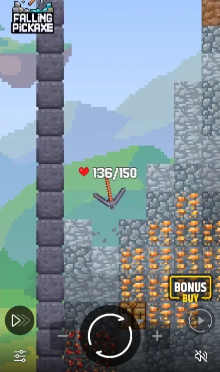 Falling Pickaxe — Falling Pickaxe: pico, bloques y controles de la partida — 2 Falling Pickaxe — Falling Pickaxe: pico, bloques y controles de la partida — 2