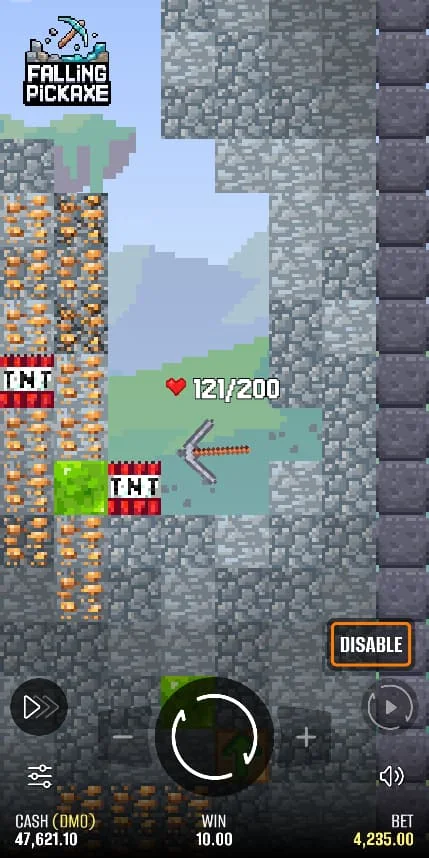 Partida de Falling Pickaxe con pico y bloques TNT Partida de Falling Pickaxe con pico y bloques TNT